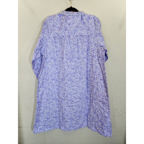 Casual Night Nightgown Women's Large Purple Floral 100% Cotton Lace Trim NWT - Picture 3 of 8